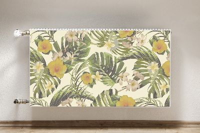 Decorative radiator cover Tropical leaves and flowers