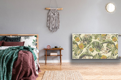 Decorative radiator cover Tropical leaves and flowers