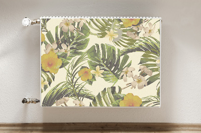 Decorative radiator cover Tropical leaves and flowers