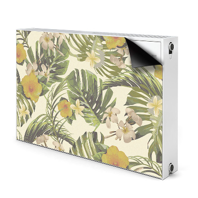 Decorative radiator cover Tropical leaves and flowers