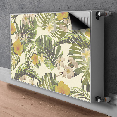 Decorative radiator cover Tropical leaves and flowers