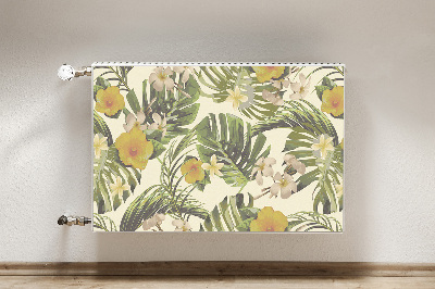 Decorative radiator cover Tropical leaves and flowers