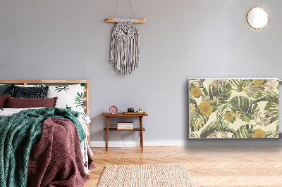 Decorative radiator cover Tropical leaves and flowers