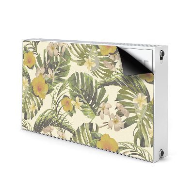 Decorative radiator cover Tropical leaves and flowers