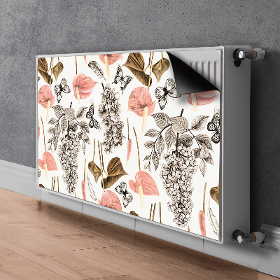 Printed radiator mat Flowers and butterflies