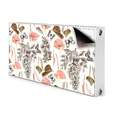 Printed radiator mat Flowers and butterflies