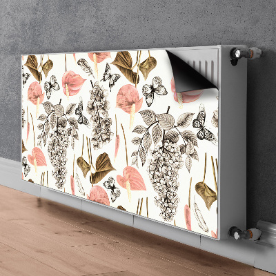 Printed radiator mat Flowers and butterflies