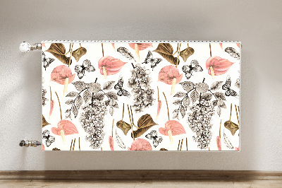 Printed radiator mat Flowers and butterflies