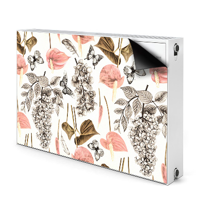 Printed radiator mat Flowers and butterflies