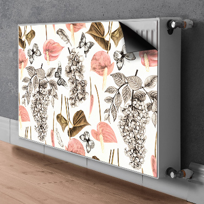 Printed radiator mat Flowers and butterflies