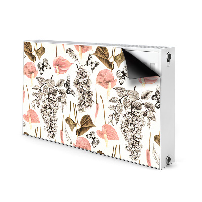 Printed radiator mat Flowers and butterflies