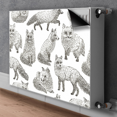 Decorative radiator cover Drawn foxes