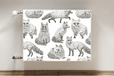 Decorative radiator cover Drawn foxes