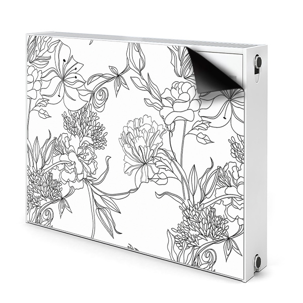 Radiator cover Black and white flowers