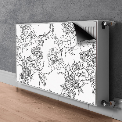 Radiator cover Black and white flowers