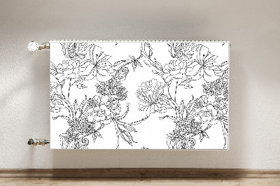 Radiator cover Black and white flowers