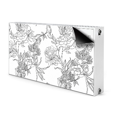 Radiator cover Black and white flowers