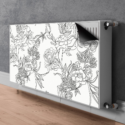 Radiator cover Black and white flowers