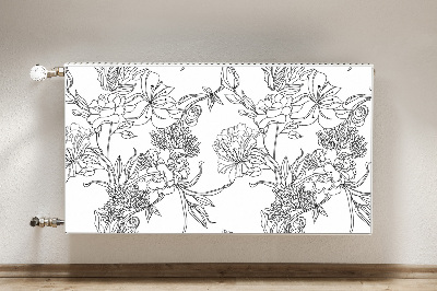 Radiator cover Black and white flowers