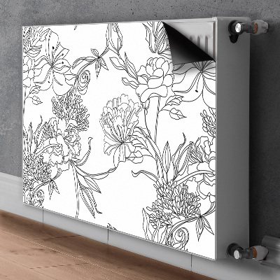 Radiator cover Black and white flowers