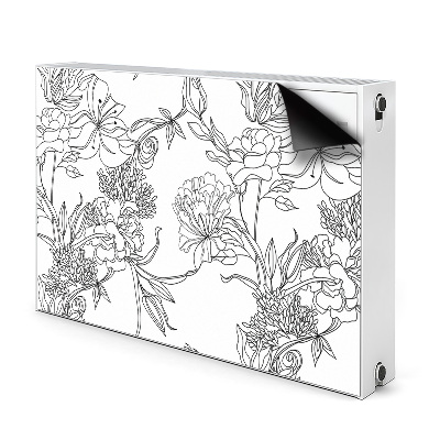 Radiator cover Black and white flowers