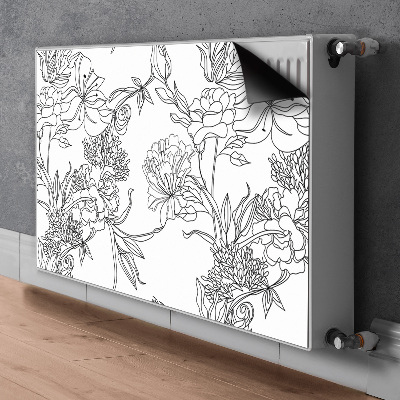 Radiator cover Black and white flowers