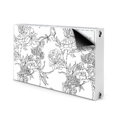 Radiator cover Black and white flowers