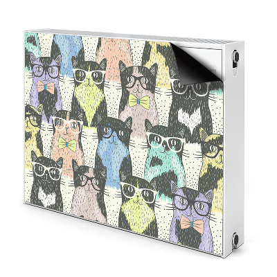 Decorative radiator cover Cats with glasses