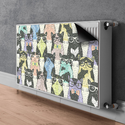 Decorative radiator cover Cats with glasses