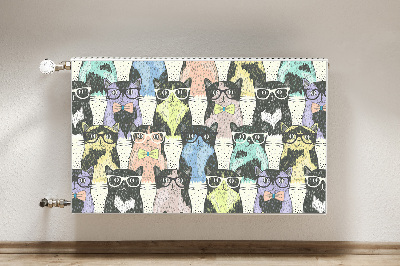 Decorative radiator cover Cats with glasses