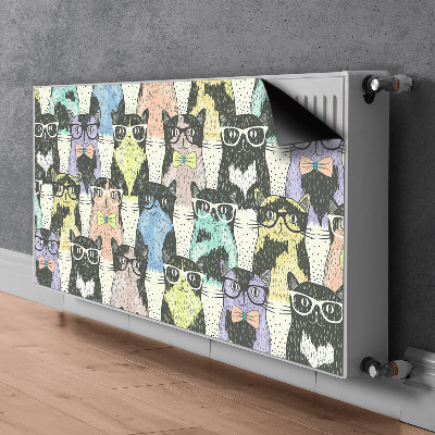 Decorative radiator cover Cats with glasses