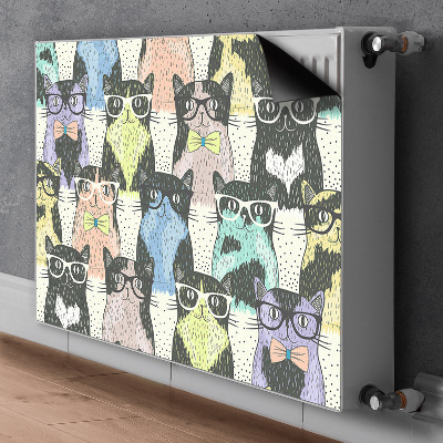 Decorative radiator cover Cats with glasses