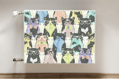 Decorative radiator cover Cats with glasses