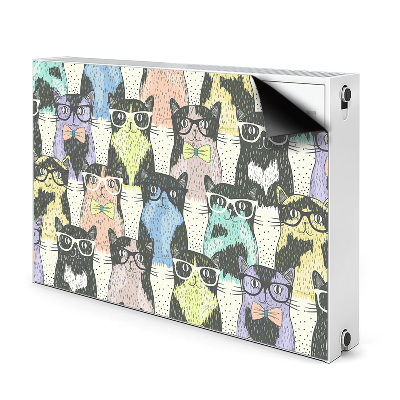 Decorative radiator cover Cats with glasses