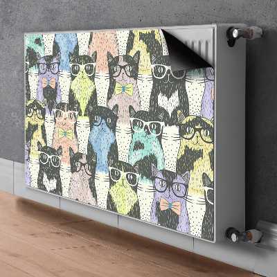 Decorative radiator cover Cats with glasses