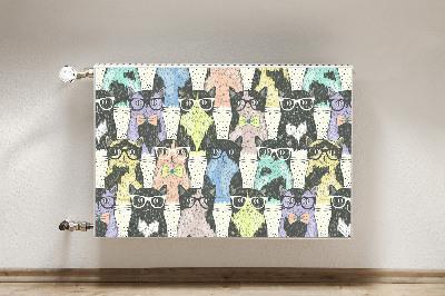 Decorative radiator cover Cats with glasses