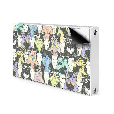 Decorative radiator cover Cats with glasses