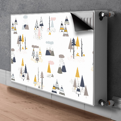 Decorative radiator cover Drawed trees