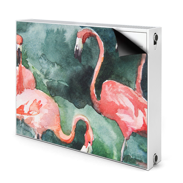 Magnetic radiator cover Painted flamingos