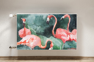 Magnetic radiator cover Painted flamingos