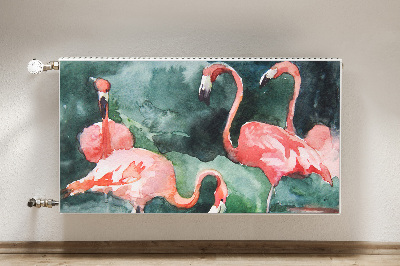 Magnetic radiator cover Painted flamingos