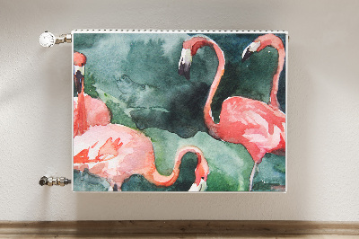 Magnetic radiator cover Painted flamingos