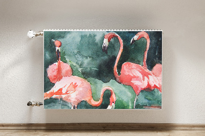 Magnetic radiator cover Painted flamingos