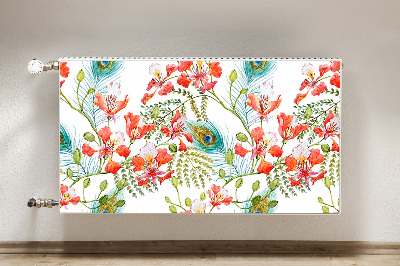 Decorative radiator mat Peacock feathers