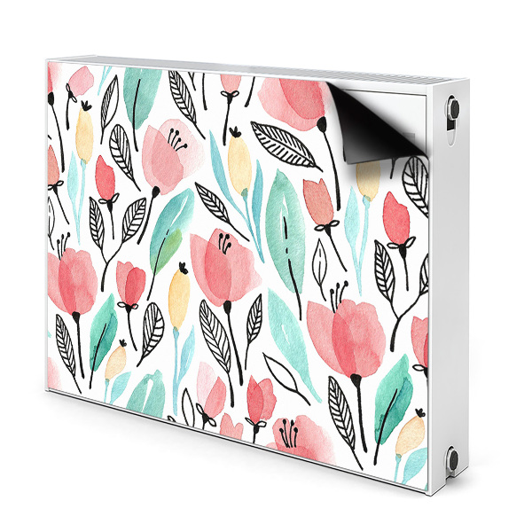 Printed radiator mat Red flowers