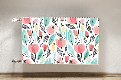 Printed radiator mat Red flowers