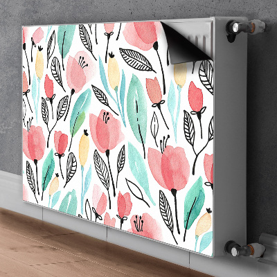 Printed radiator mat Red flowers