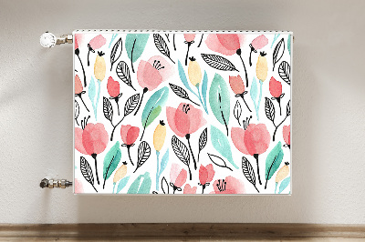 Printed radiator mat Red flowers