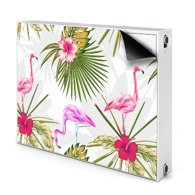 Magnetic radiator mat Flamingos and flowers