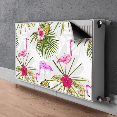 Magnetic radiator mat Flamingos and flowers